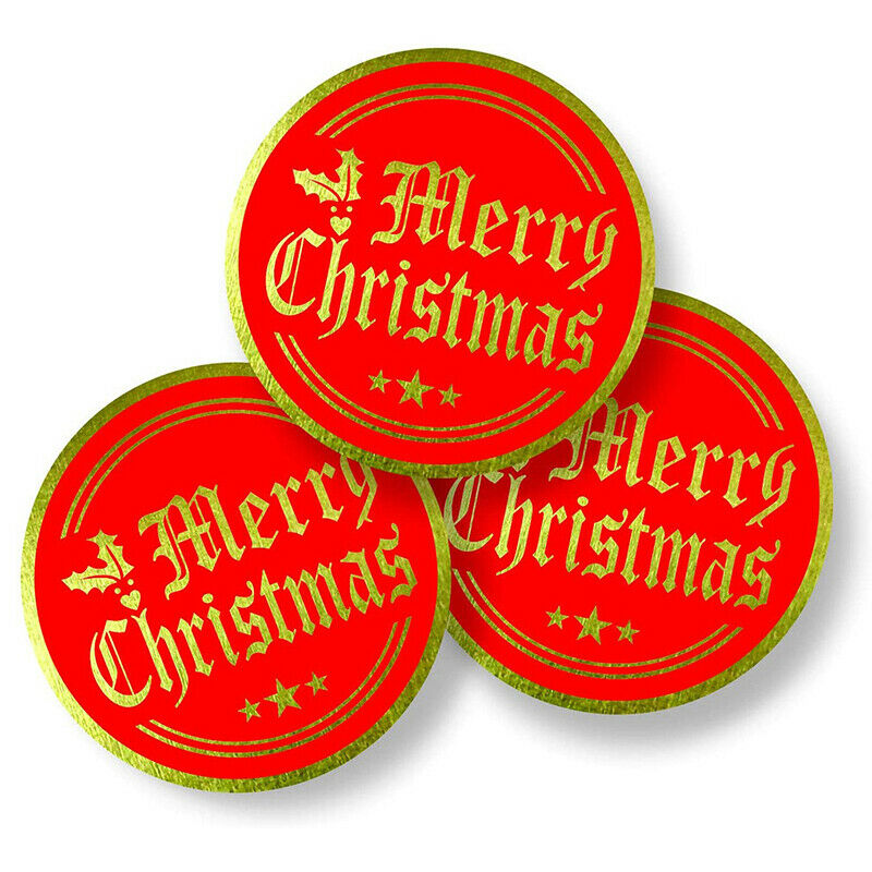 Round 500pcs Merry Christmas Stickers Gifts Packaging Sealing Labels Xmas.l8