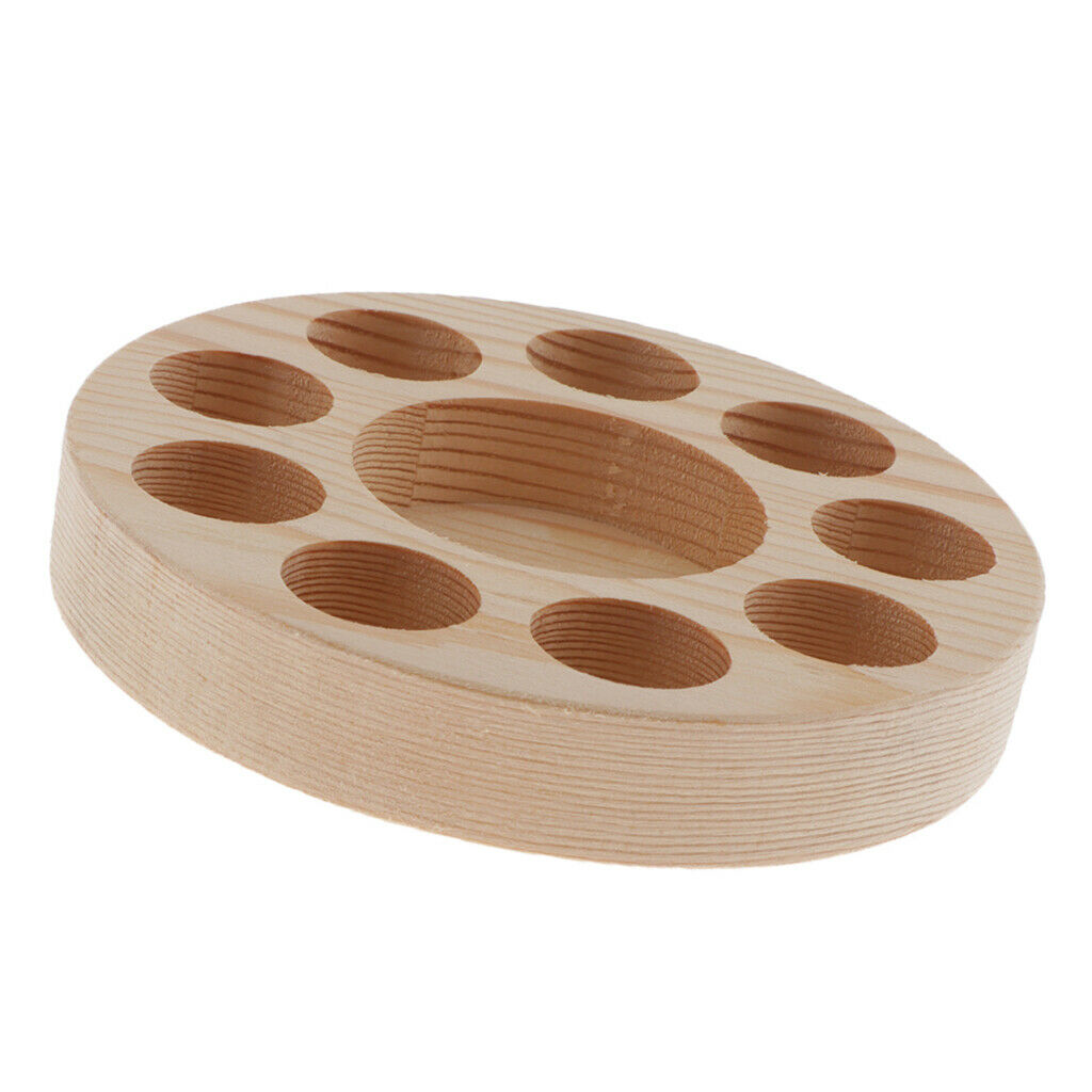 Round Wood Storage Rack Organizer Essential Oil Holder Cosmetic Tray Shelf