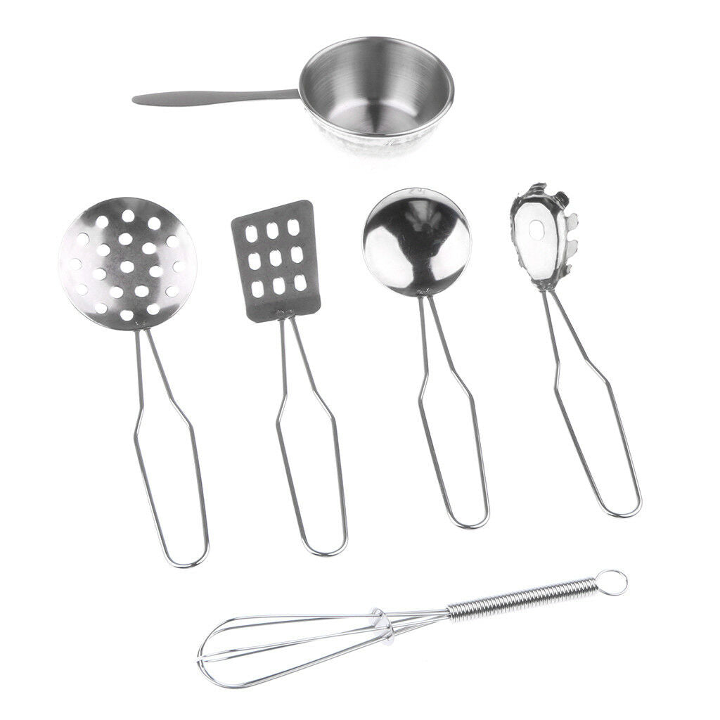 Kids Kitchen Utensil Set C -6 Stainless Steel Cooking Utensils for Role Play