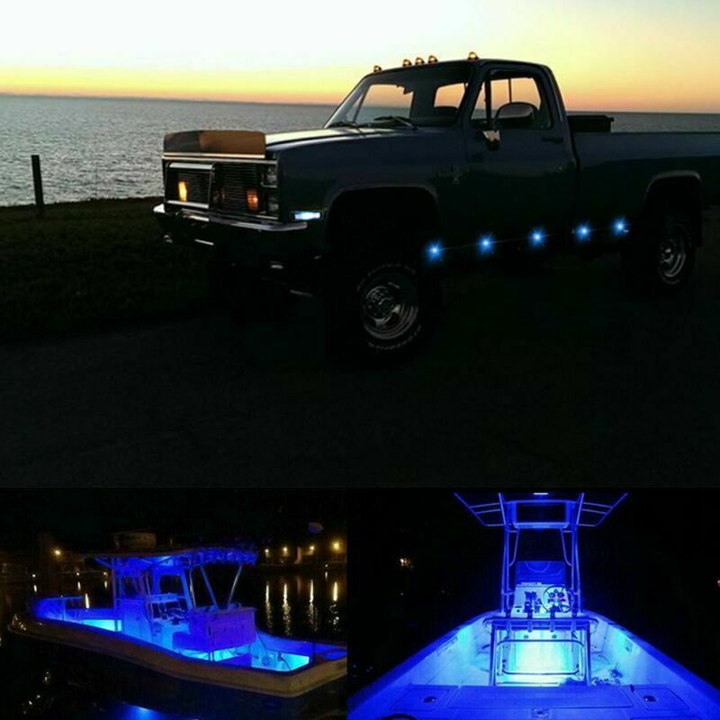 Pack10 Smoked Round Side Marker lights 3/4"LED Bullet Light Truck Trailer Blue