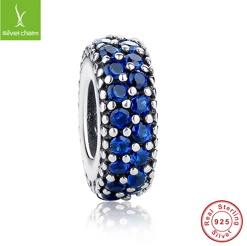 925 Sterling Inspiration Within Spacer Blue Crystal Beads With Charm DIYBracelet