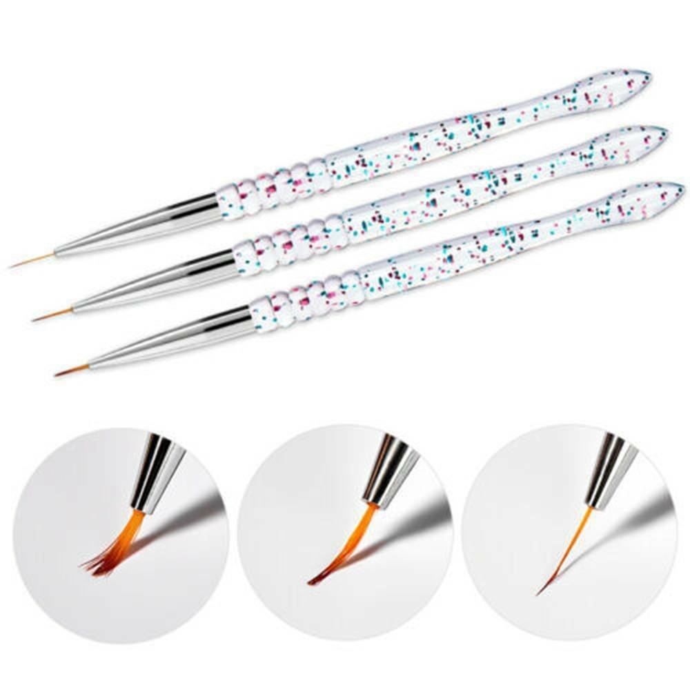 3Pcs/set Nail Art Gel Design Pen Painting Polish Brush Dotting Drawing Tools Kit
