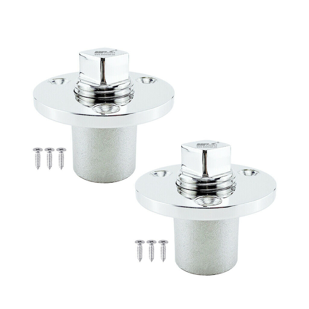 2Pcs Marine Boat Transom Garboard Drain Plug 24mm Stainless Steel Polished