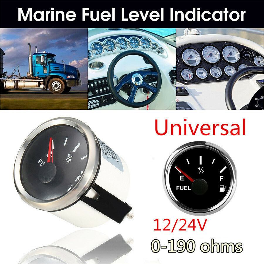 52mm Waterproof Fuel Level Gauge 0-190 ohms 9-32VDC For Car Truck Motorcycle 24V