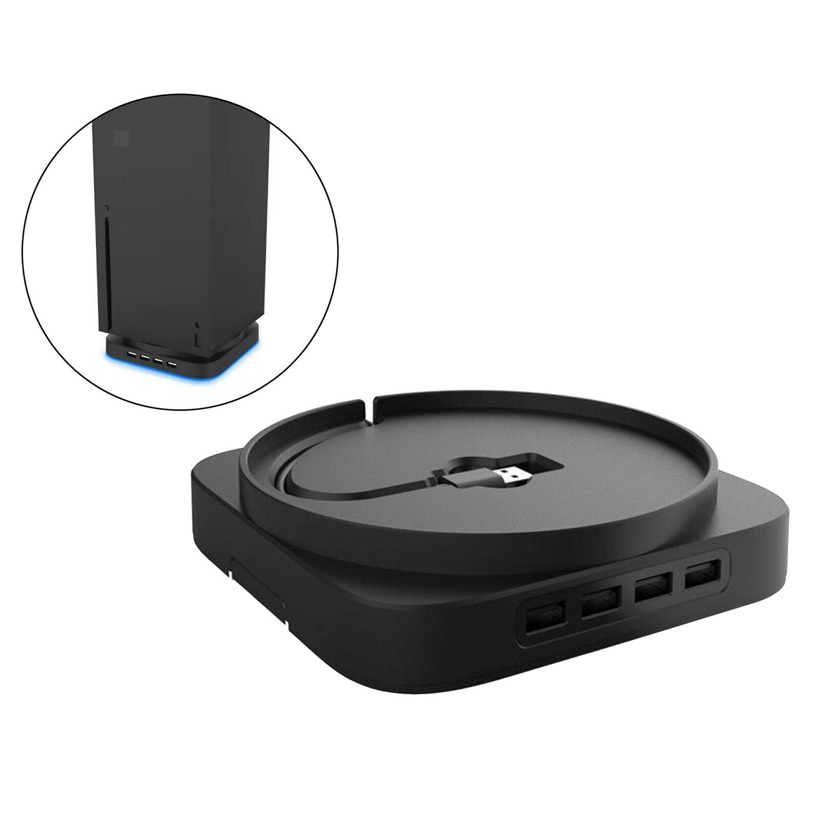 Blue Light Vertical Stand USB Hub for Xbox Series X Game Console Accessories