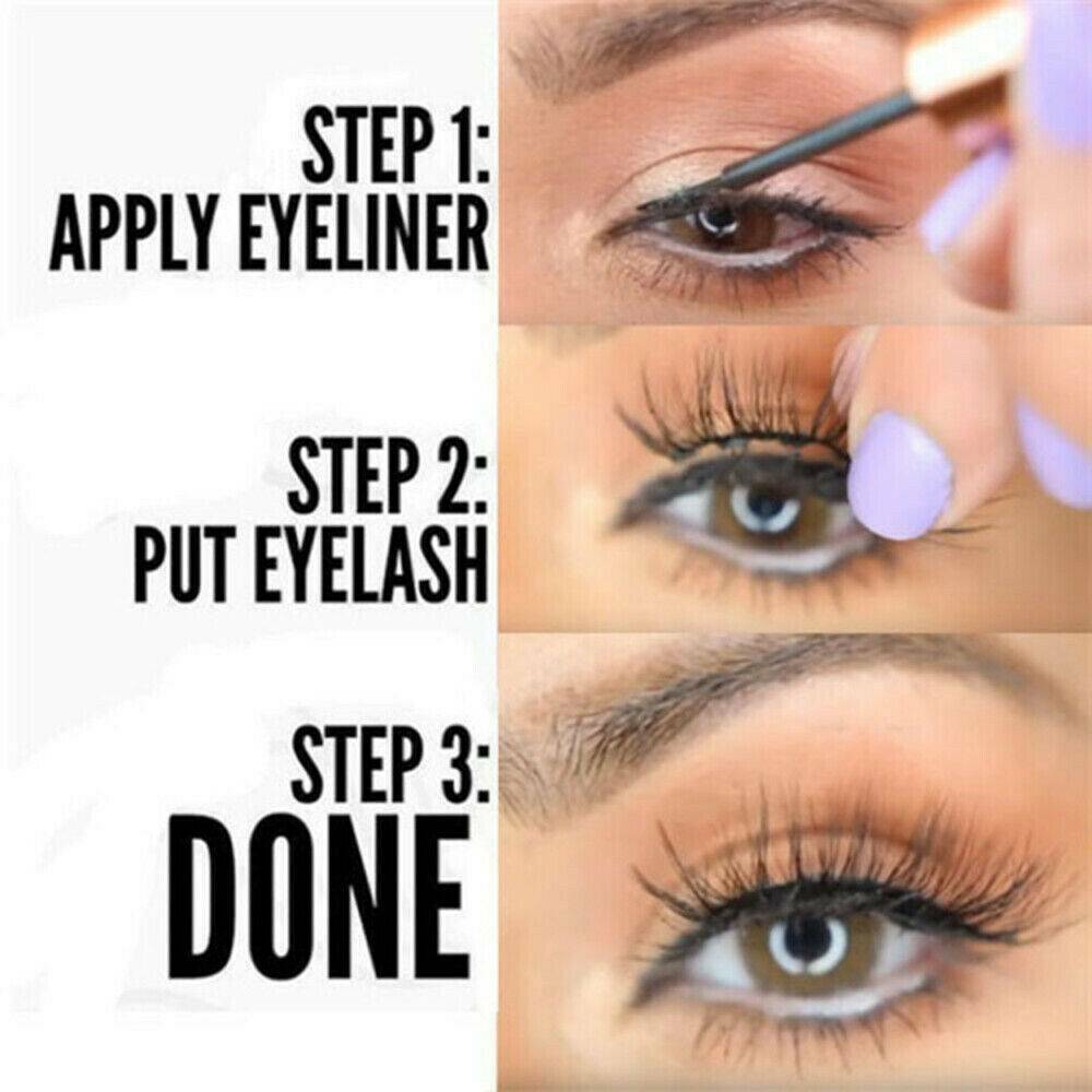 3 Pairs Waterproof Magnetic Eyeliner Eyelashes and Tweezer Long Lashes Kit 2019