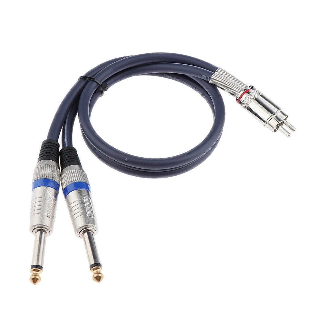 Dual Mono Male 1/4 inch (TS 6.35mm  ) to Dual RCA Male Plug Audio Cable, 2 x
