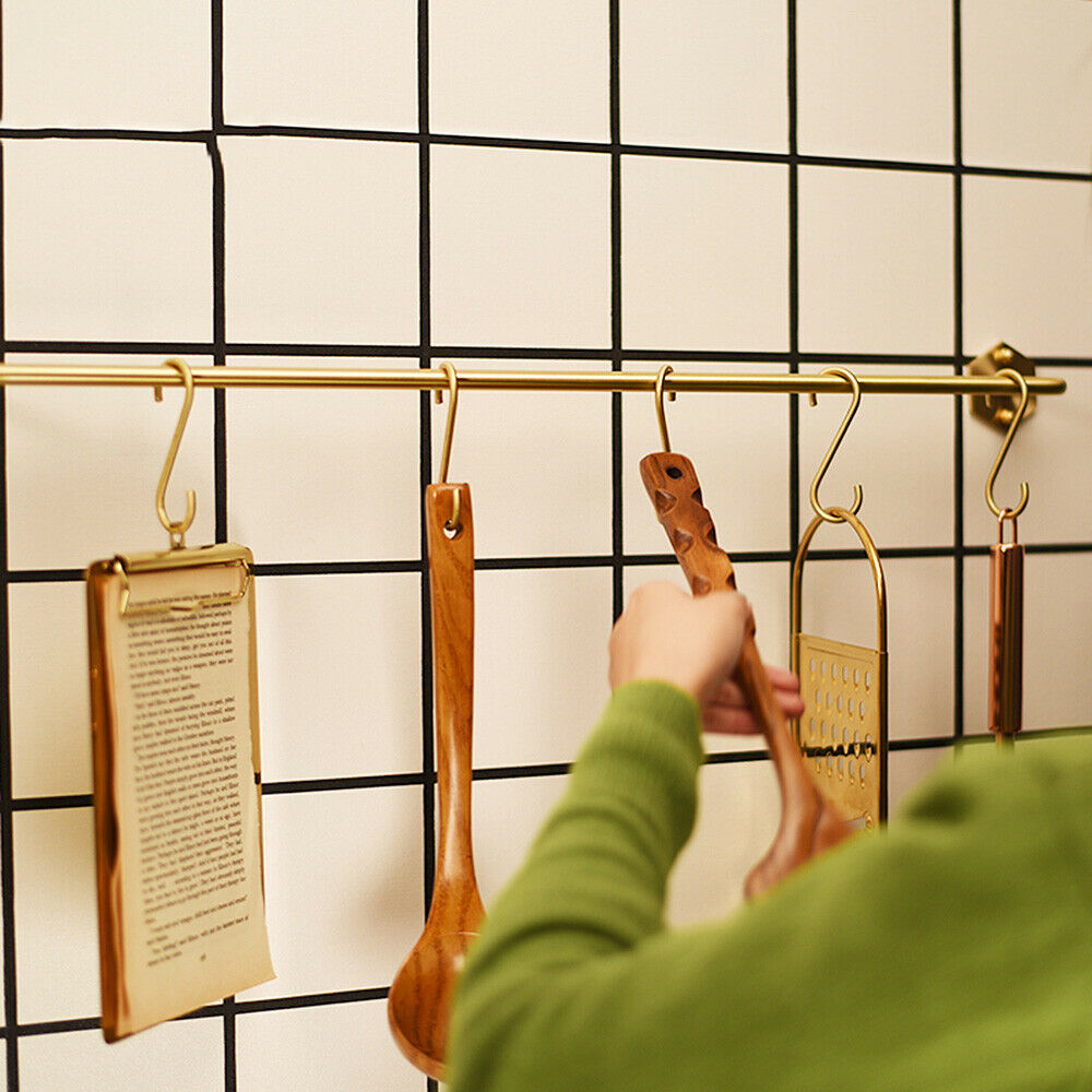 5PCS Brass S Hooks Hanger Kitchen Bathroom Holder Utensil Clothing Hanging Home