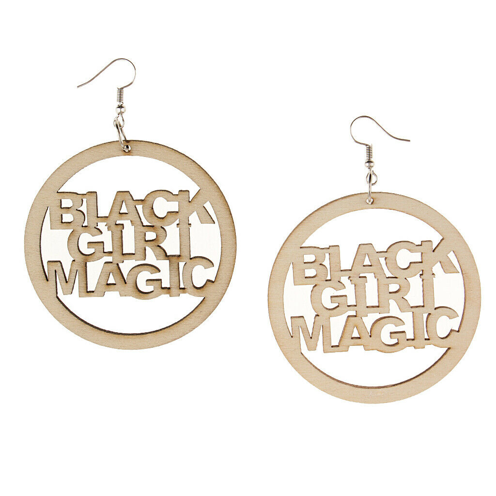 2 Pairs Natural Wooden Girl Dangle Earrings Punk Hippy Ethnic Jewelry