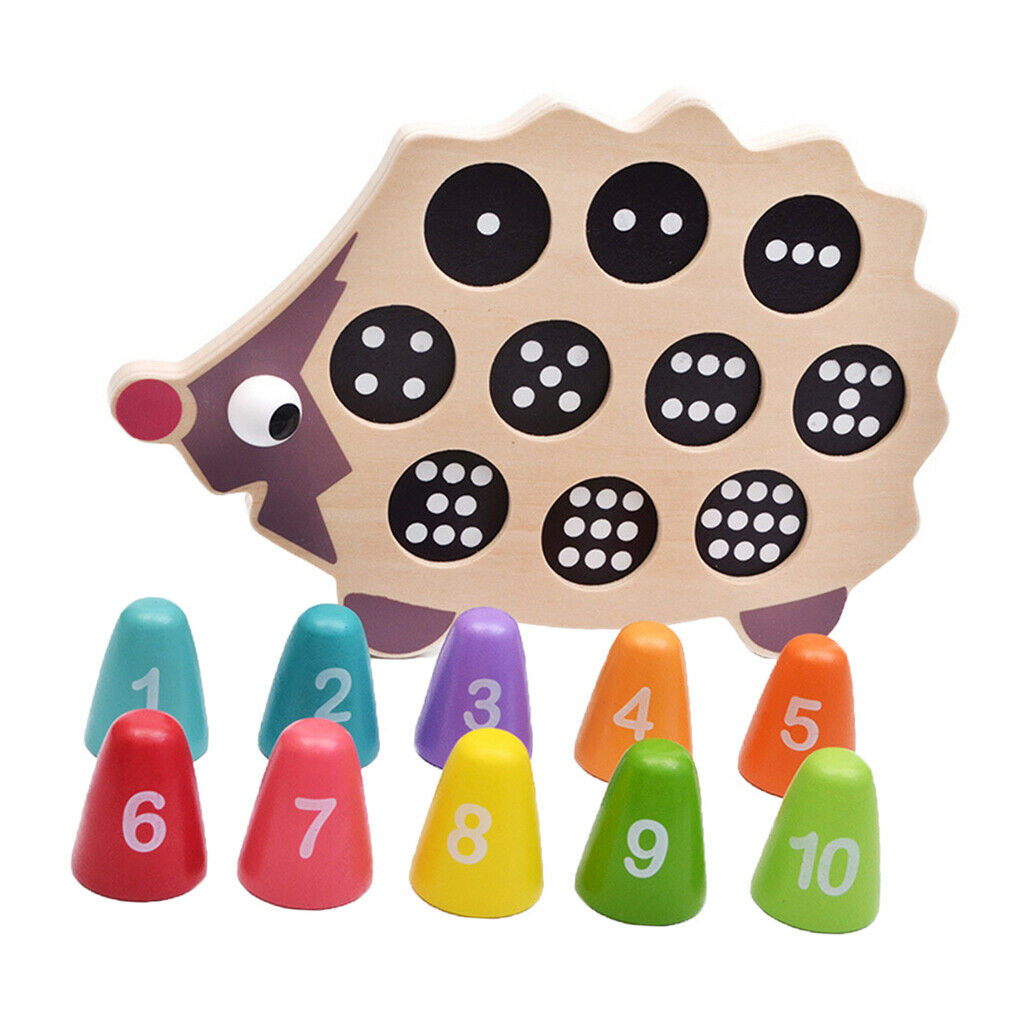 Hedgehog Number Matching Playset Kids Wooden Educational Montessori Toys
