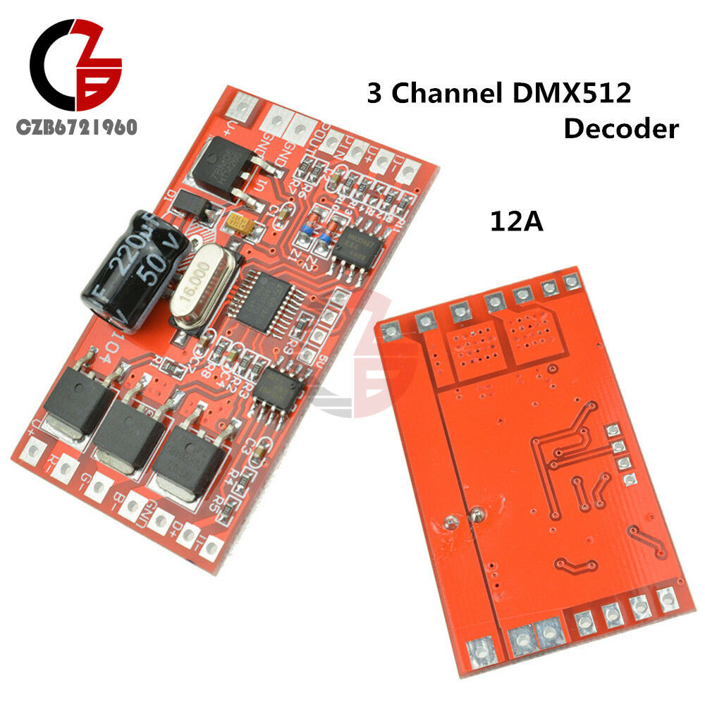 3 Channel 12A 144W DMX512 Decoder Board LED RGB Stage Lighting Driver Module
