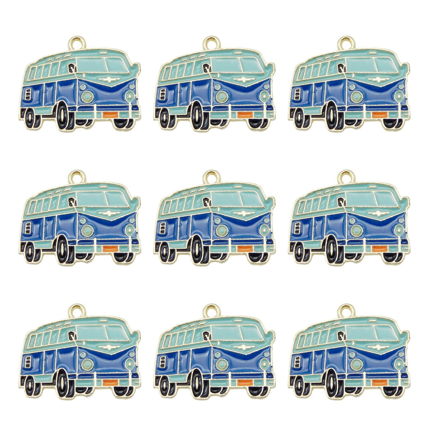 Wholesale Enamel Colorful School Buses Pendant Charms for Necklace Bracelet 6pcs