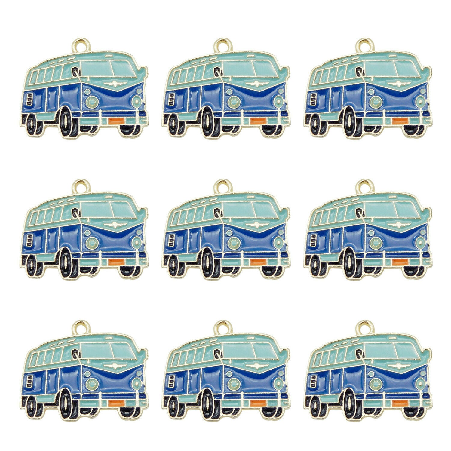 Wholesale Enamel Colorful School Buses Pendant Charms for Necklace Bracelet 6pcs