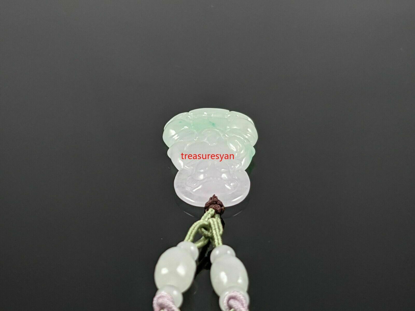 Natural Burmese Green Jadeite Jade Guan Yin Pendant with Woven Necklace