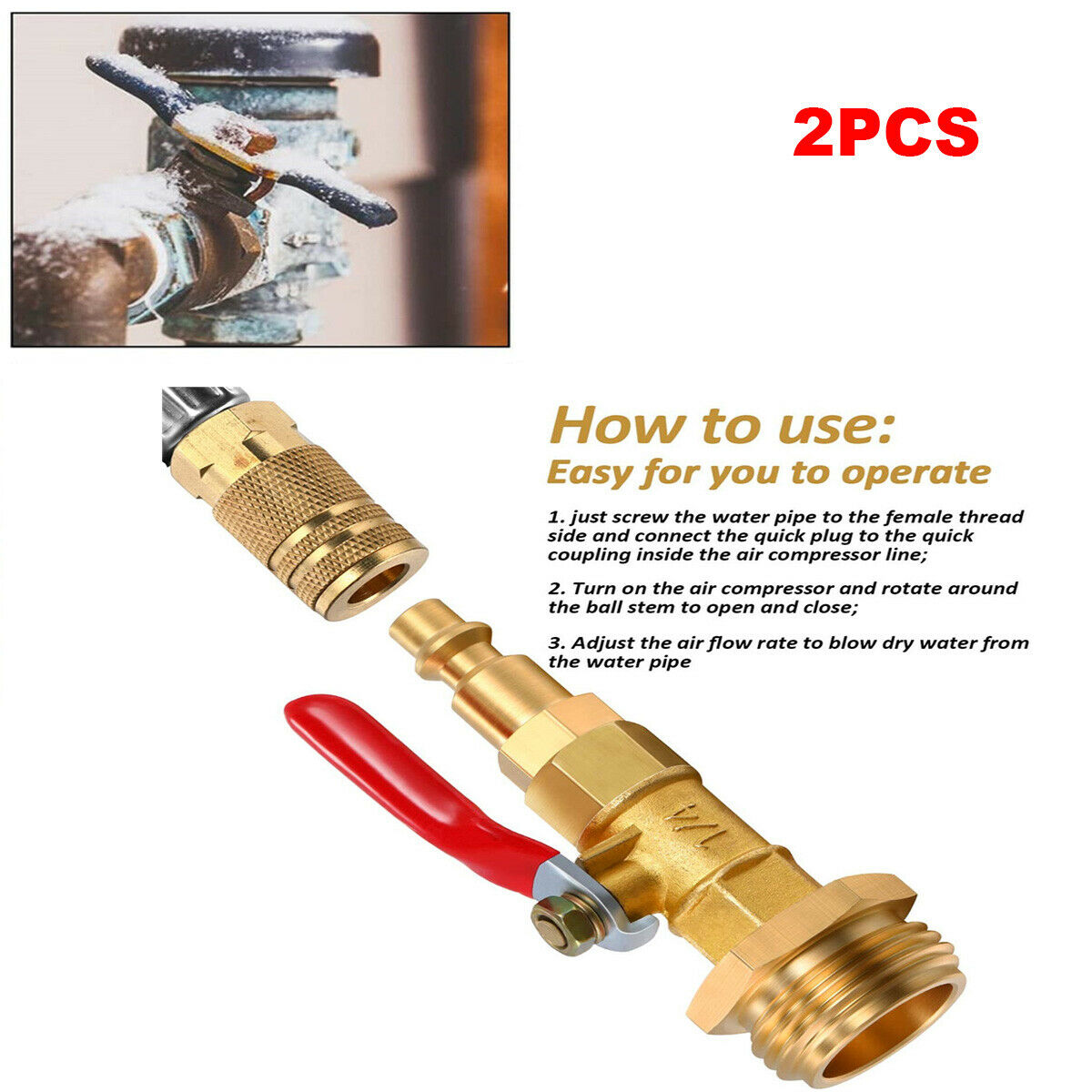 2PCS Universal Brass Winter Antifreeze Spout Adapter For RV Camper Boat Car