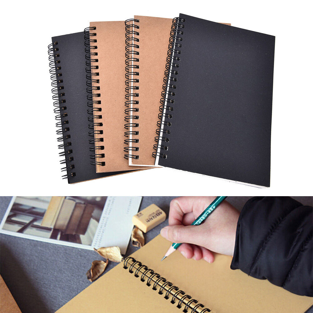 Reeves Spiral Bound Coil Sketch Book Blank Notebook Kraft Sketching Paper Y1