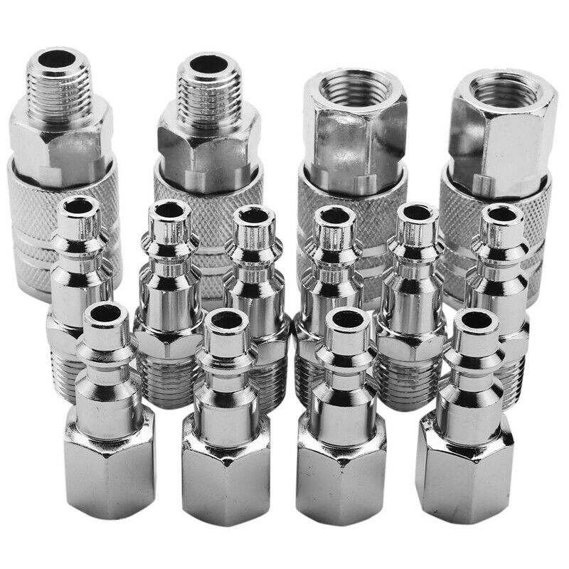 14pcs Air Line Hose Compressor Fitting 1/4 Inch Bsp Metal Connectors Coupler MD3