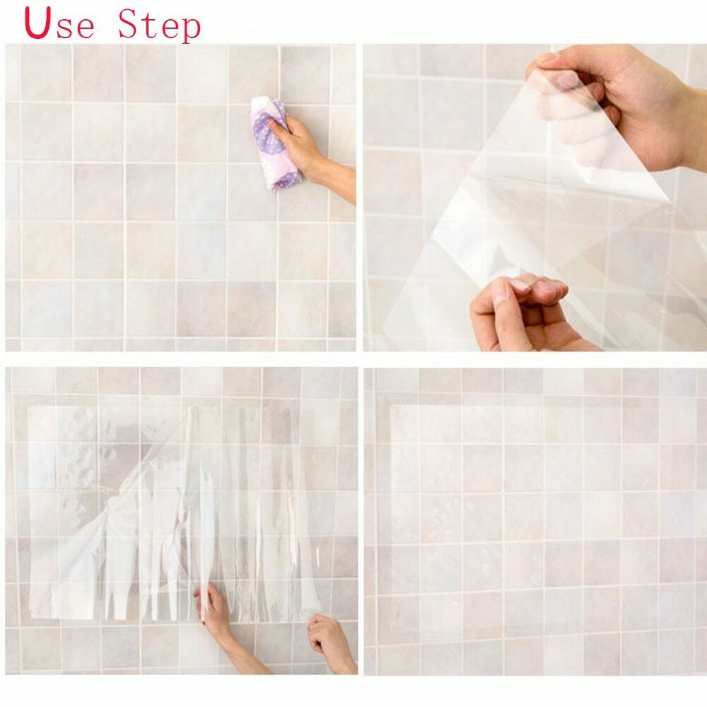 68*45cm Kitchen Wallpaper Oil-proof Ceramic Tile Self-adhesive Wall Stickers