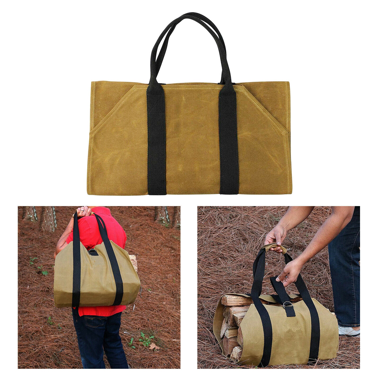 Log Carrier Bag Camping Firewood Holder Heavy Duty Tote Bag for BBQ Barbecue