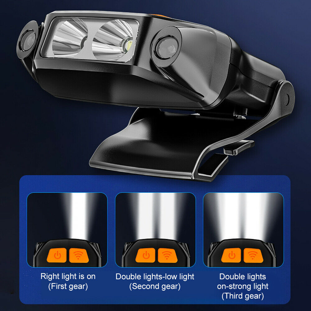 USB Charging Waterproof Head Cap Lamp LED Smart Sensor Night Fishing Light