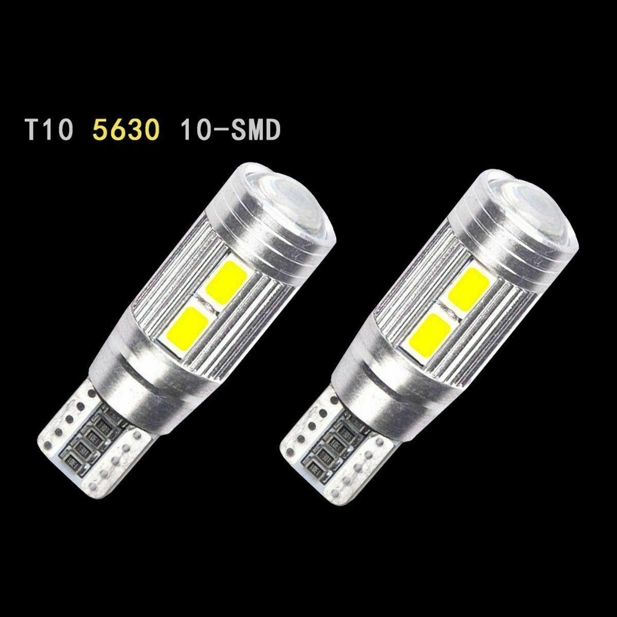 10x 6000K Bright White T10 Wedge 5630 LED Light Bulb W5W Car Side Light Bulb
