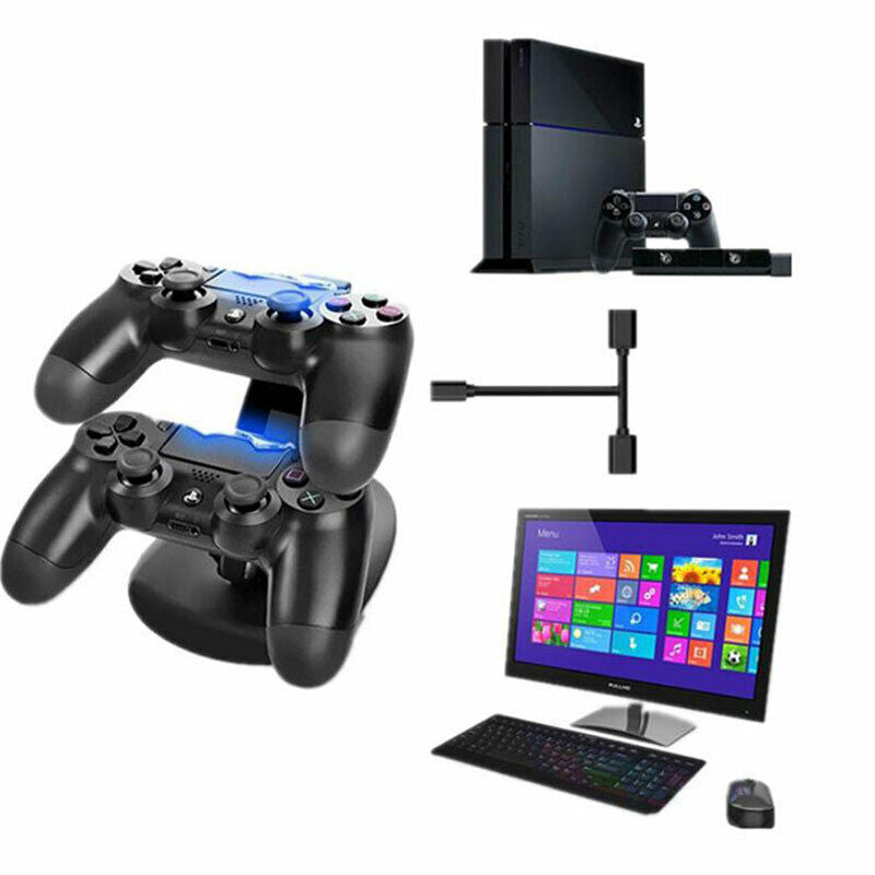 PS4 Controller Micro Dual Controller Holder Charger 2 USB Handle Fast Chargin XC