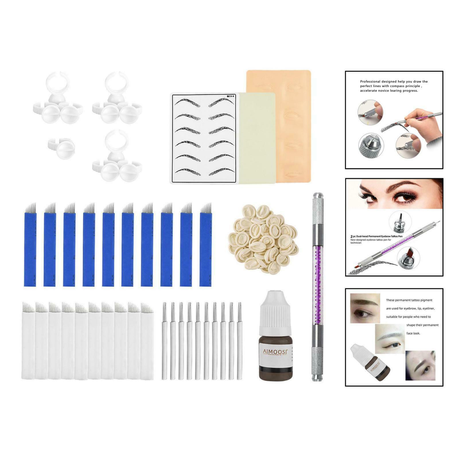 Permanent Eyebrow Practice Kit Pen Tool Ring Cup Disposable Finger Cradle