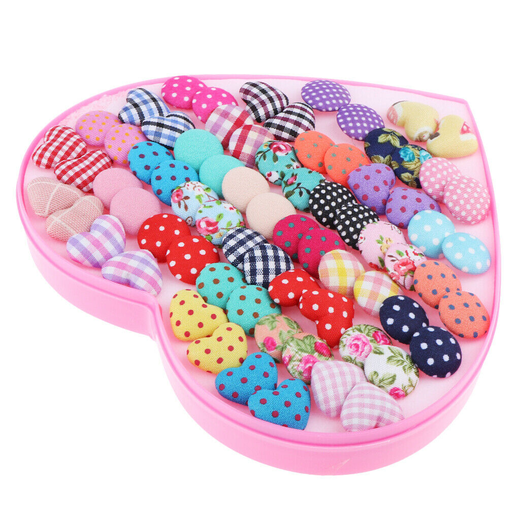 36 pairs of mini ear studs allergy-free round love heart - earrings for