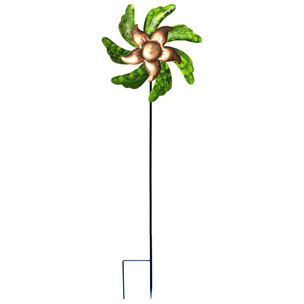 Metal Pinwheels Outdoor Wind Spinner with Ground Stake Yard Flowerbed Decor
