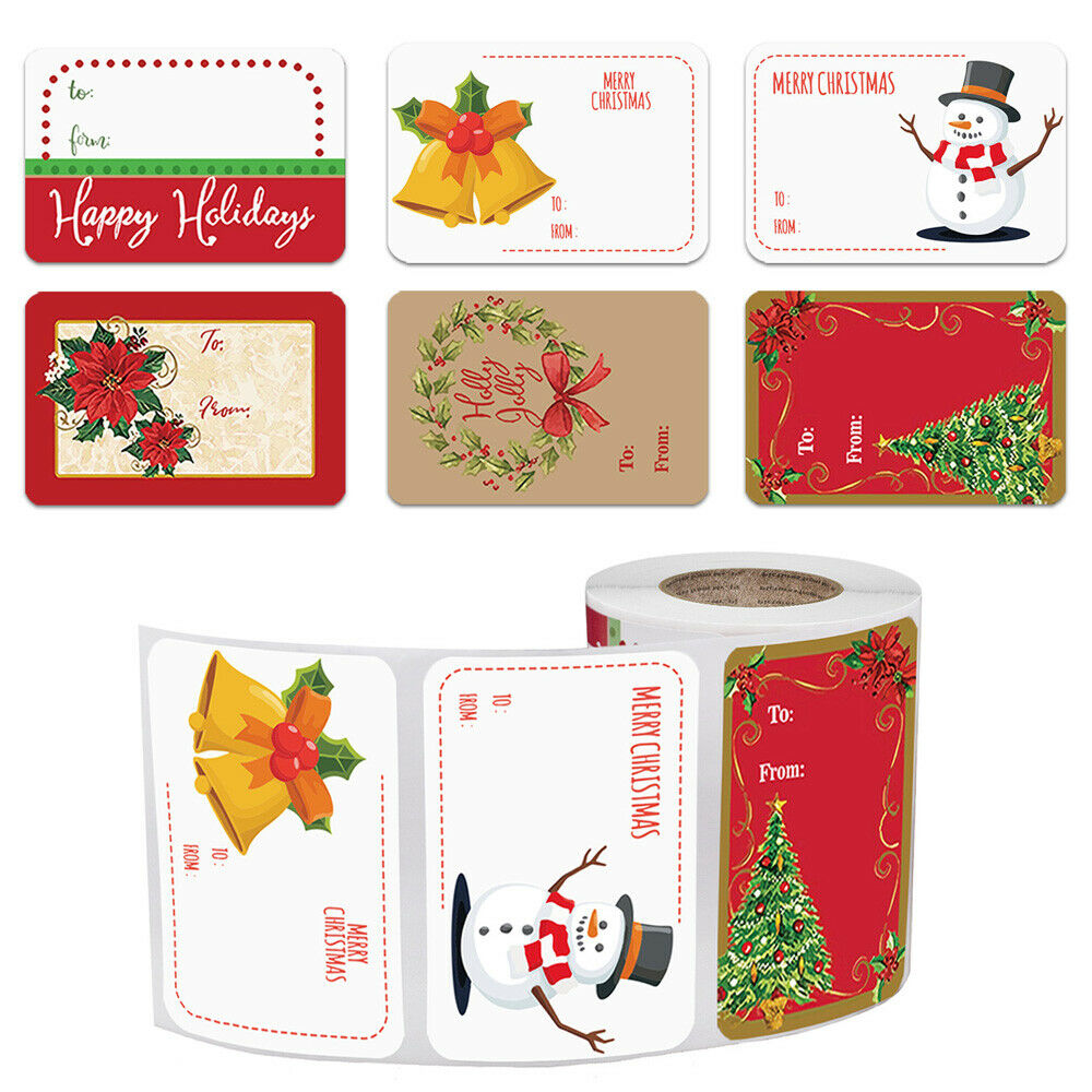 250pcs/roll 6 Designs Christmas Gift Name Tag Adhesive Stickers Seal Label Craft