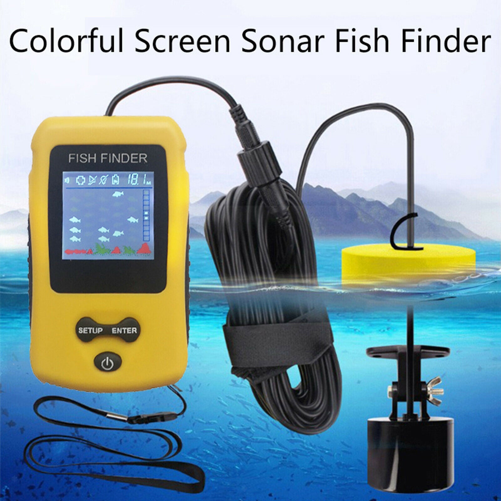 Portable Handheld Fish Finder 100m Sounder Sonar Sensor Fishfinder Kayak