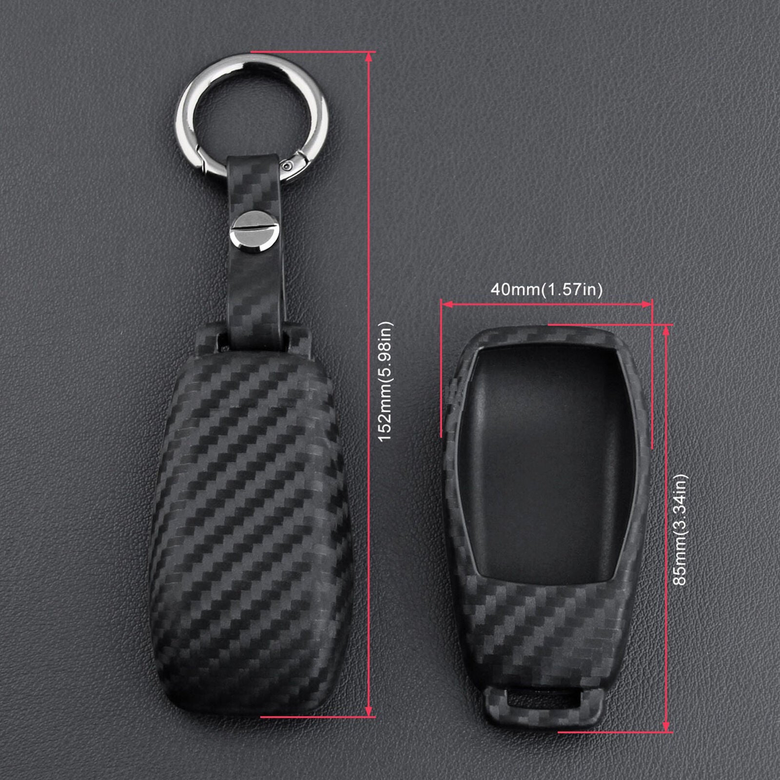 For Mercedes-Benz A/B/C/E/S/G-Class Carbon Fiber Smart Key Fob Case Cover Chain