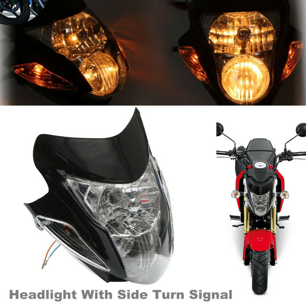 35W Motorcycle Off-road Headlight With Side Turn Signal Yellow Bulb Lamp Shell