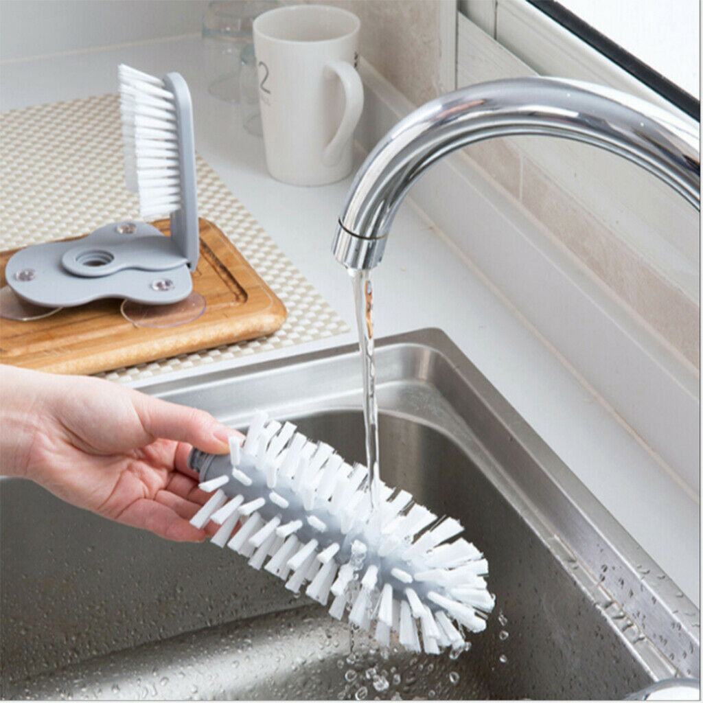360Â° Water Cup Bristle Brush Bottle Bar Home Kitchen Sink Scrubber Cleaning