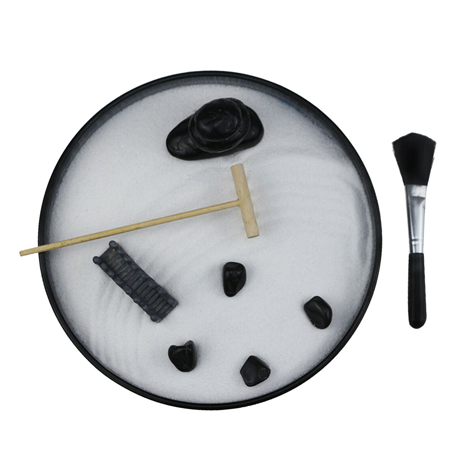 Zen Garden Sand Tray Stone Rake Rocks Bridge for Stress Relief Relaxation