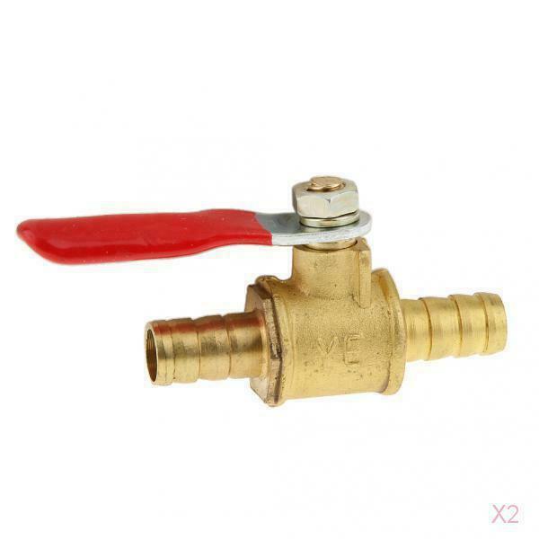 2pcs 1x 8mm Brass Ball Valve Gas Air Fluid Use Shut Off Red Handle