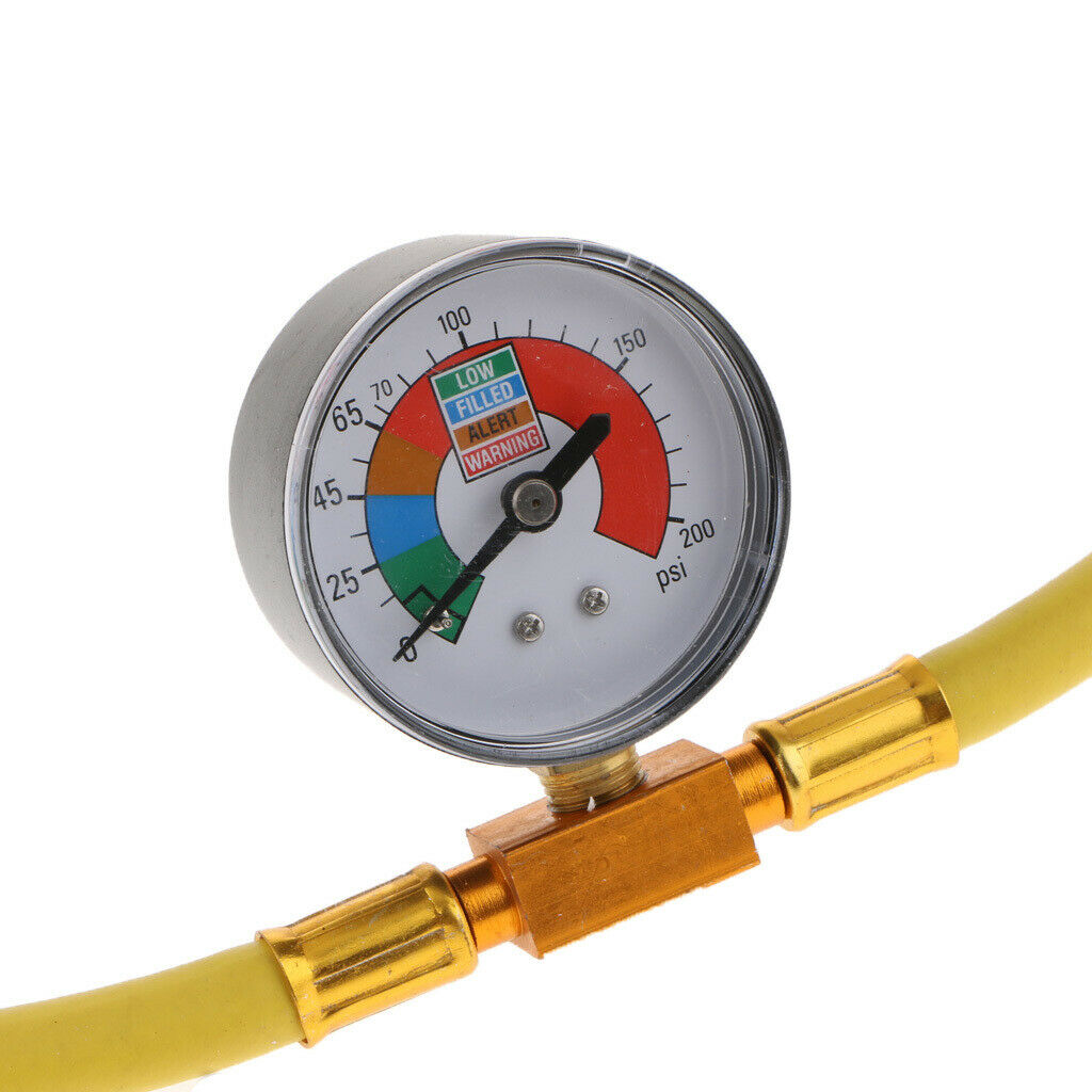 High Quality R134A A/C Air Conditioning Recharge Hose Pipe w/ Gauge Yellow