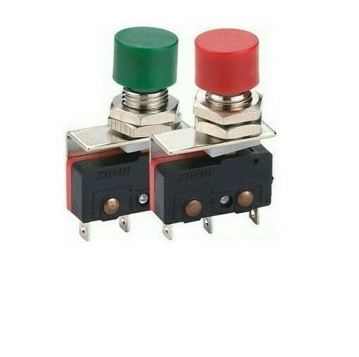 (2) Red/Green SPST 5A 125VAC 1NO 1NC Push Button Switch With 1 Micro Switch 8mm