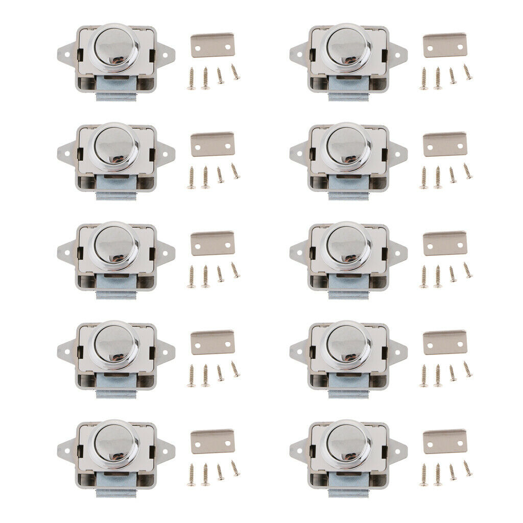 10x Push Button Drawer Catch Lock Latch for Motorhome Trailer Boat Cabinet