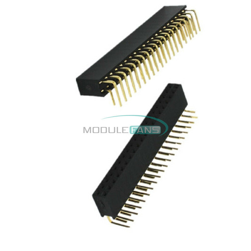 5PCS 2.54mm Double Row 2X20 40Pin Female Right Angle Header Socket Pin Strip