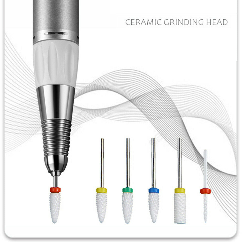 5x Nail Drill Bit Ceramic Manicure Set Pedicure Art Tool Electric File Head Gel