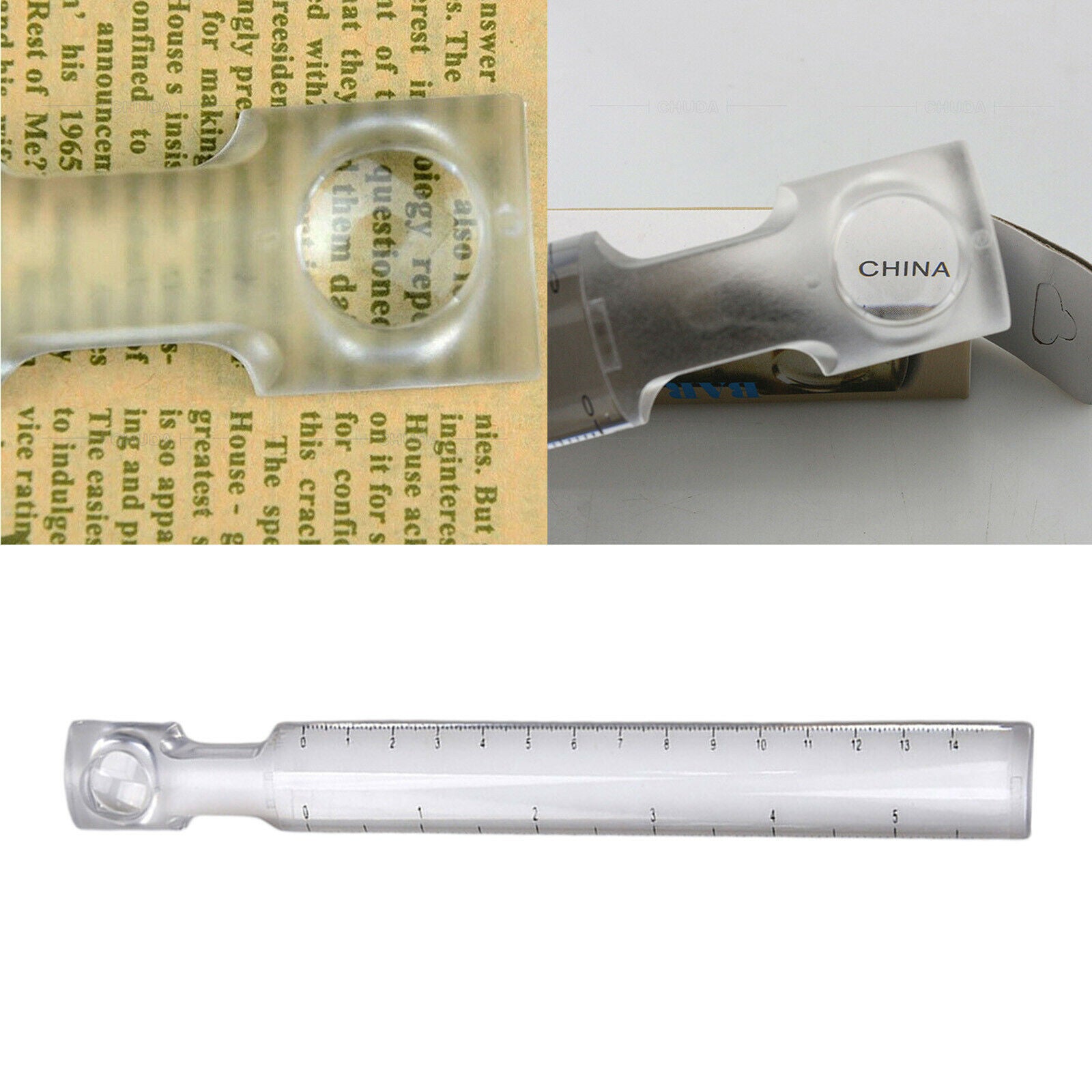 Portable Handheld Magnifier Bar Magnifying Ruler with Scale Office Supplies