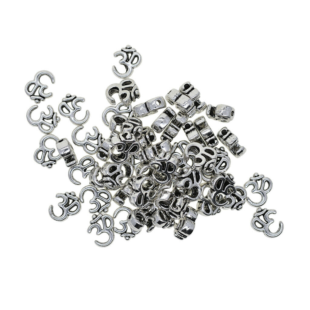 50Pcs Yoga Om Loose Beads, Bail Beads, Spacer Beads, Bead Hanger, Charms Pendant