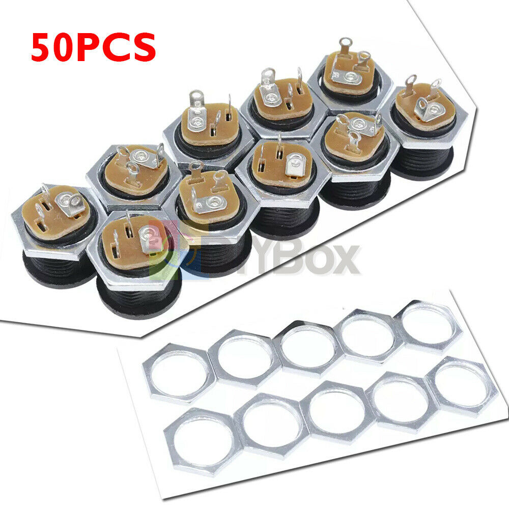 50PCS DC 022 Pedal DC Power Outlet Jack Socket Female 30V 0.5A 2.1x5.5mm 3-20N