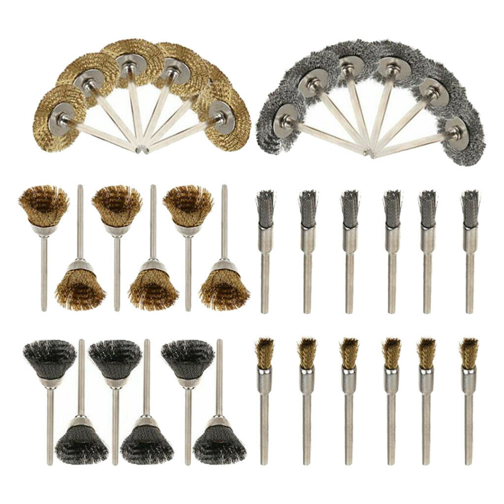 36pc Brass Wire Wheel Brush Set Kit Rotary Tool