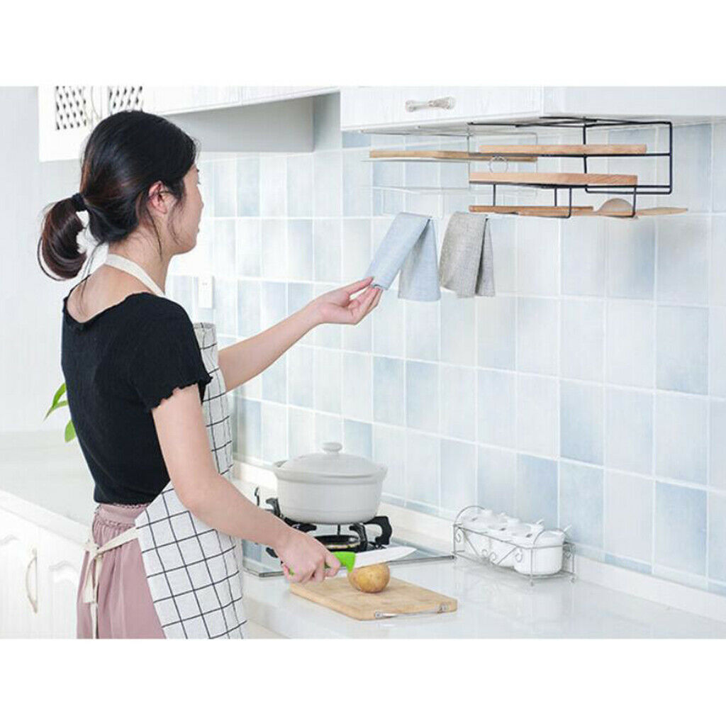 Over Door Hook Hanger Cutting Board Dishes Shelf Storage Kitchen Rack  black