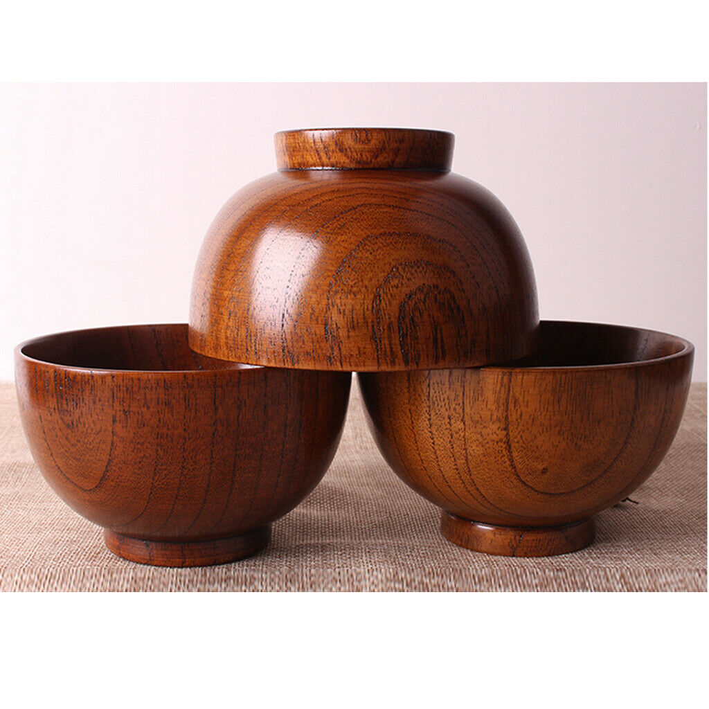 2pcs Wooden Kids Soup Bowl Tableware Snack Container Food Serving Bowl