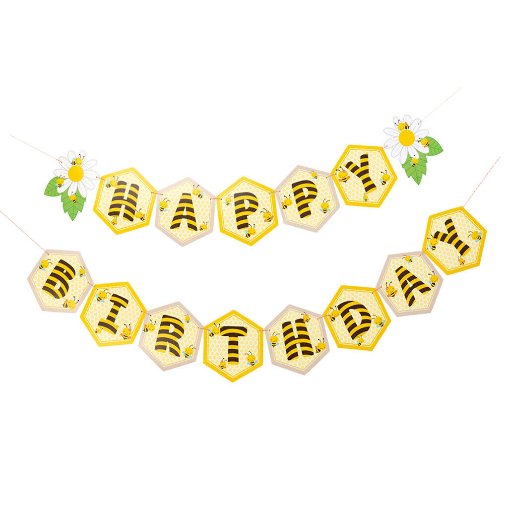 Mini Bee Happy Birthday Bunting Banner Birthday Party Decoration Supplies