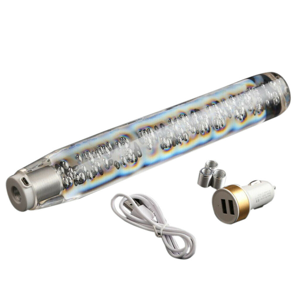 Automotive Shift-lnob Gear Shifter Lever with Crystal Bubble 7 Color LED Light