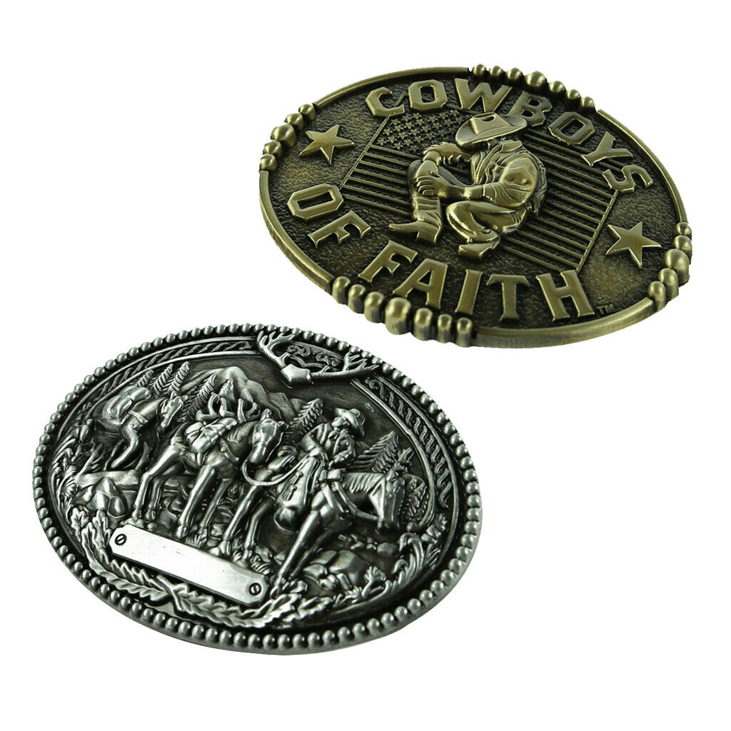 2x COWBOYS OF FAITH Western Hip Hop Belt Buckle for Men's Accessories Gifts